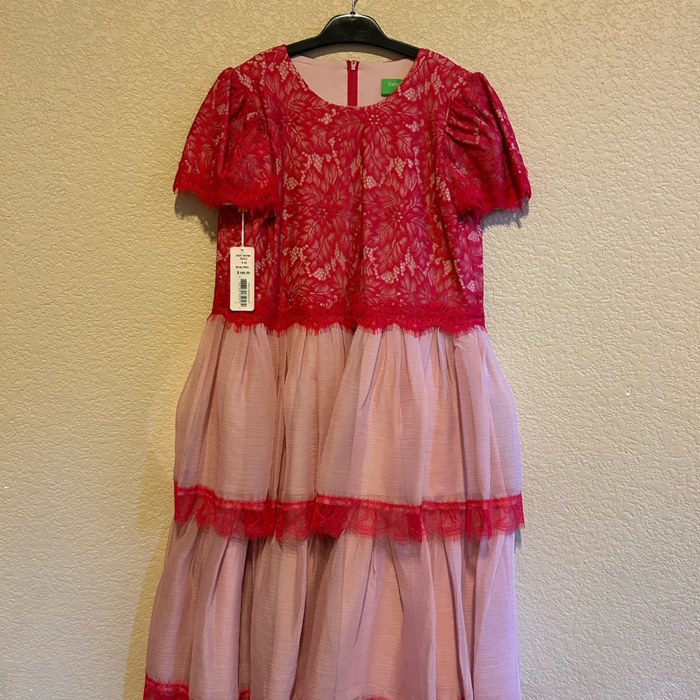 Red and Pink Lace Dress